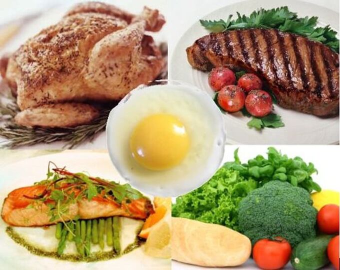 Meals included in the menu for a 14-day protein diet for weight loss
